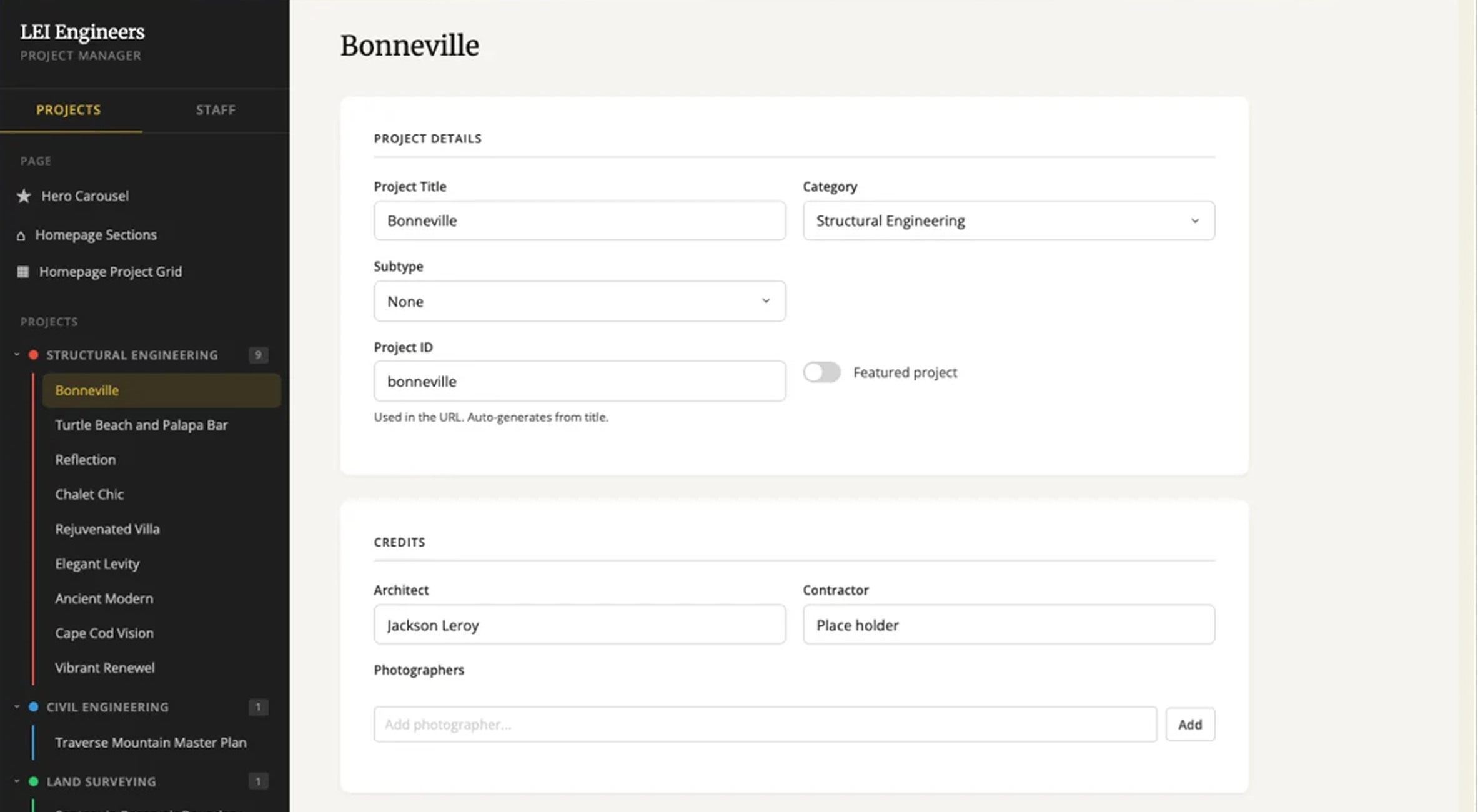 LEI Custom CMS