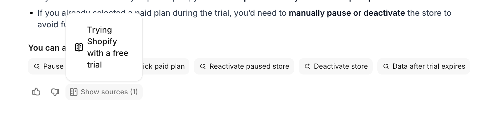 AI answer with cited sources